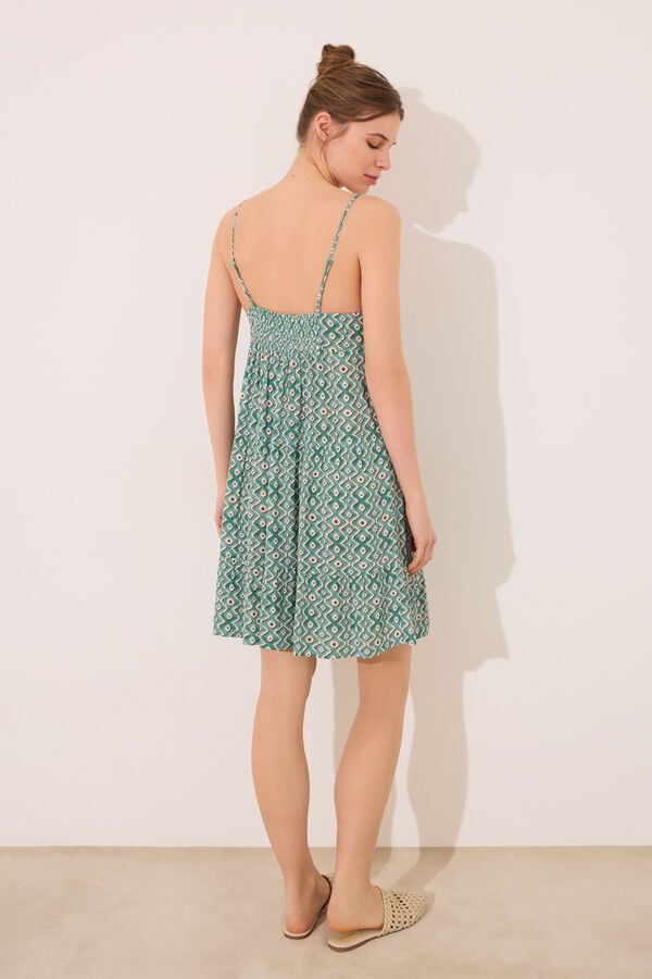 Women'secret Vestido curto estampado geom&eacute;trico verde