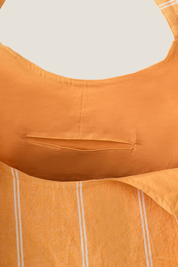 Textura Bolsa saco algod&oacute;n tejido amarillo