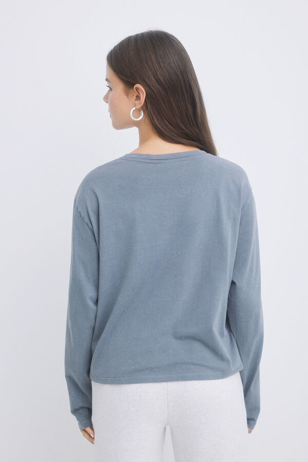 HI&BYE Camiseta 100% algod&oacute;n gris logo gris