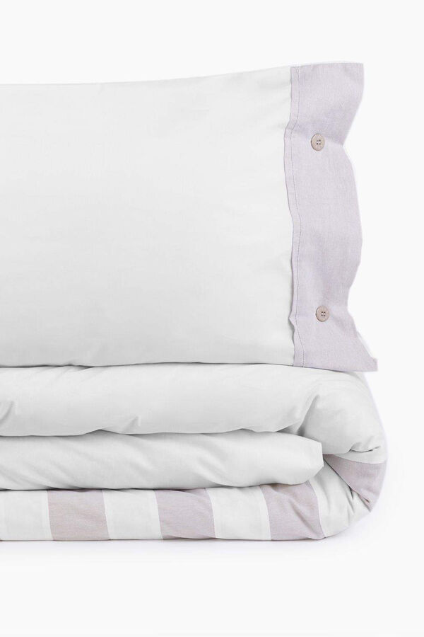 Textura Capa nórdica algodão percal combinação tecidos. Cama 105-110 cm. branco