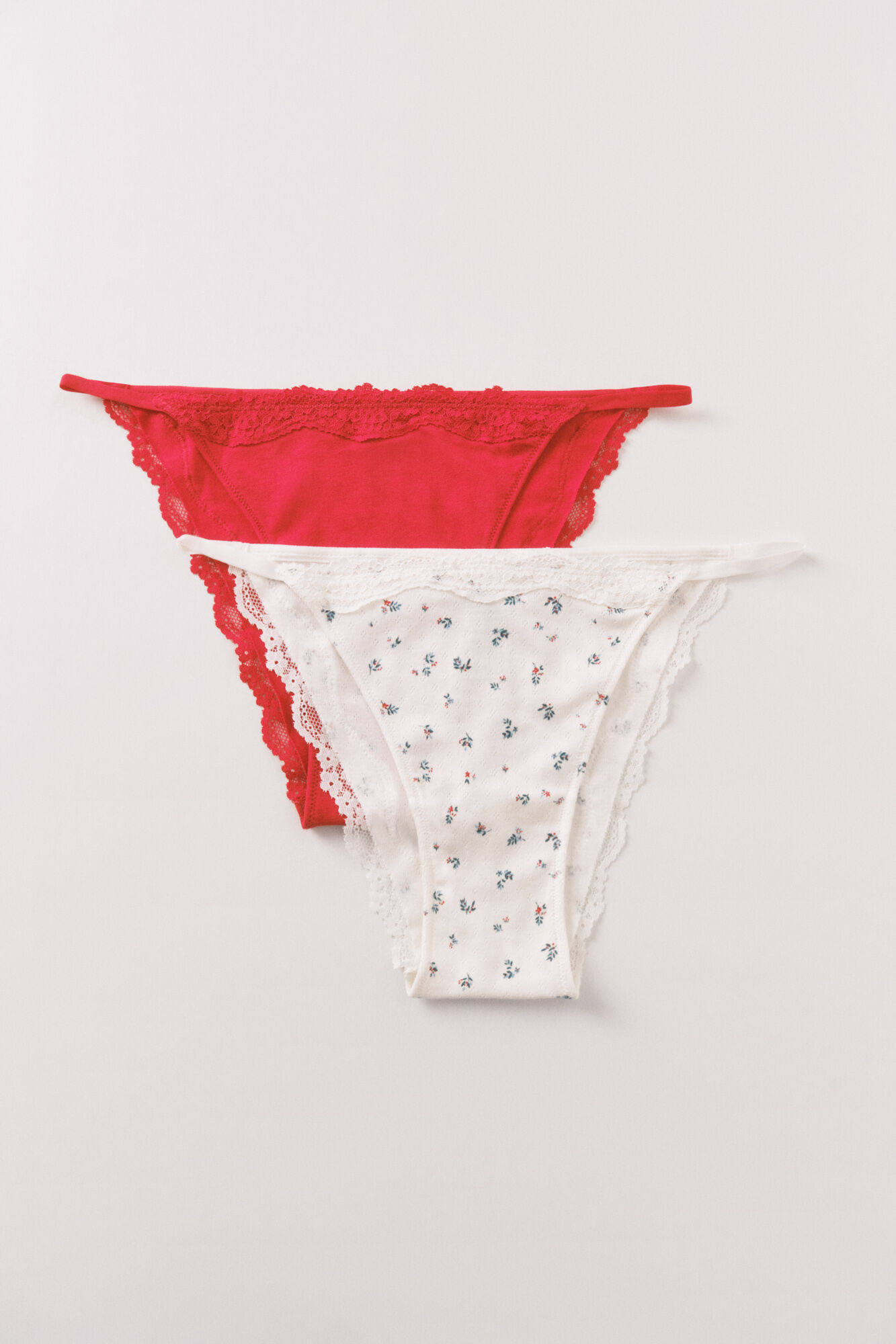 Women'secret Pack 2 bragas brasile&ntilde;as algod&oacute;n rojo y print blanco