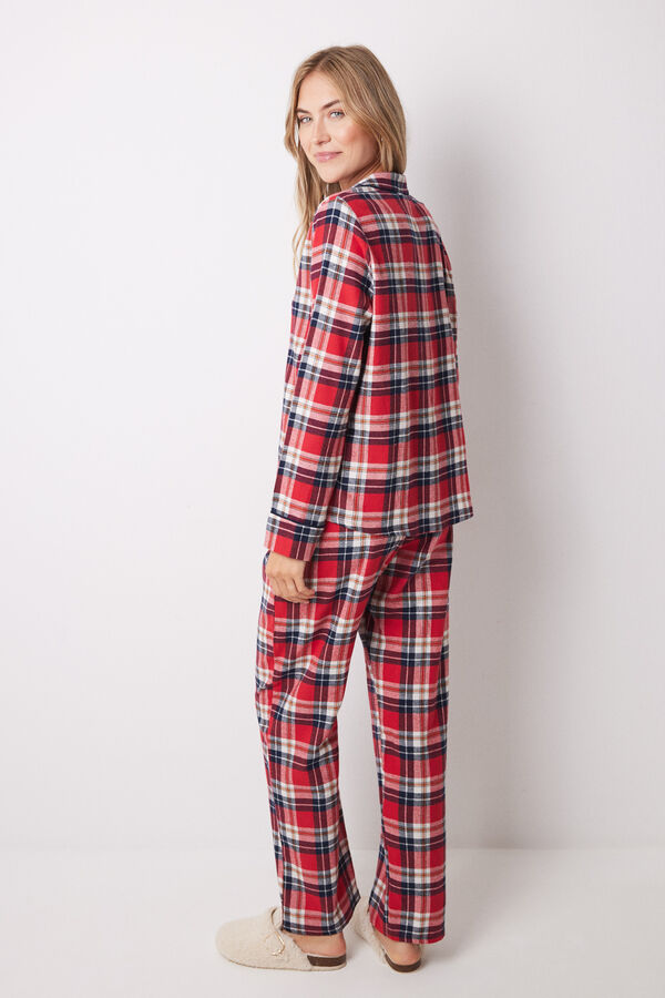 Women'secret Pijama camisero cuadros rojo 100% algod&oacute;n estampado