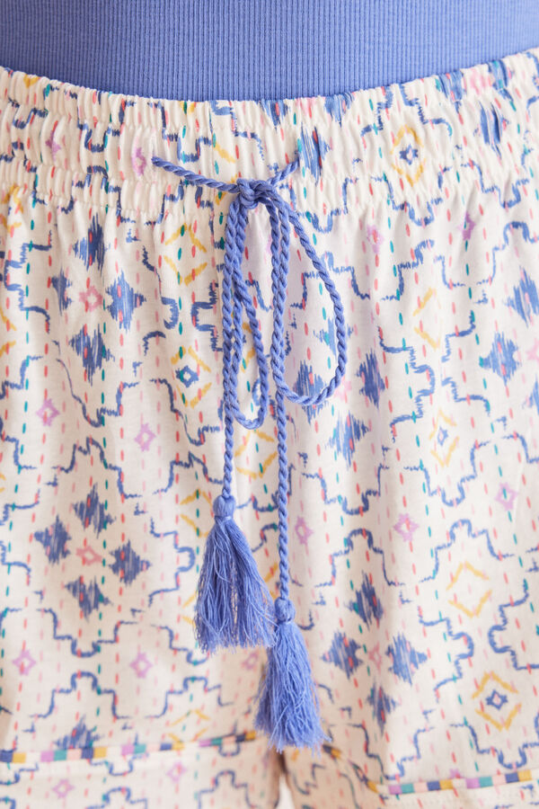 Women'secret Pijama 100% algod&oacute;n azul &eacute;tnico estampado