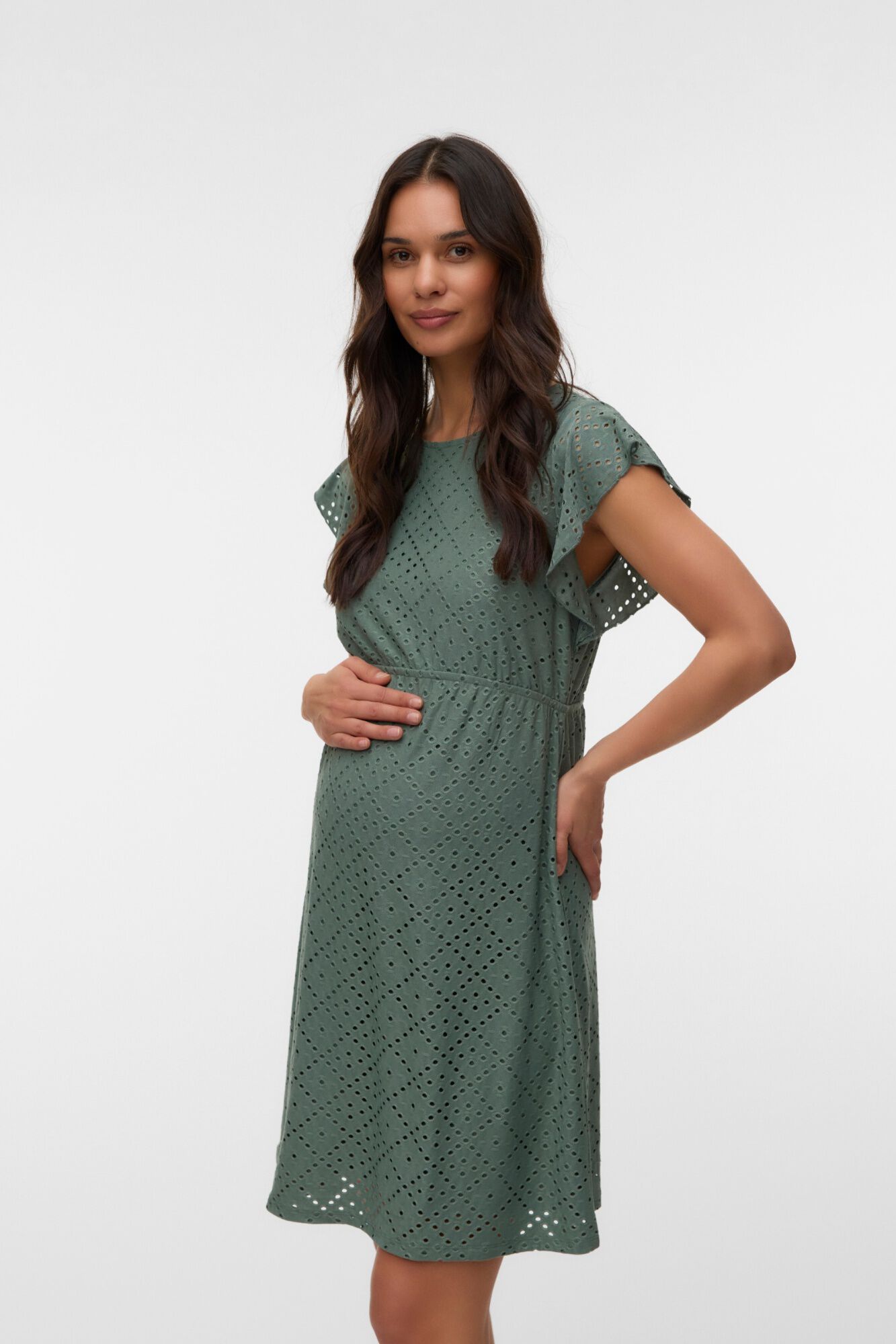 Mamalicious Vestido curto vazado maternity