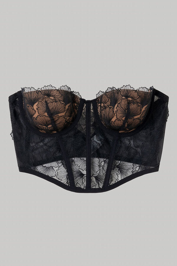 Gisela Sujetador bustier bordado negro negro
