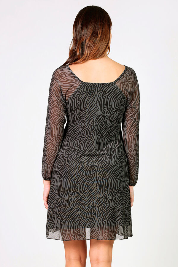 Ohma! Vestido estampado maternity com franzidos no peito  preto