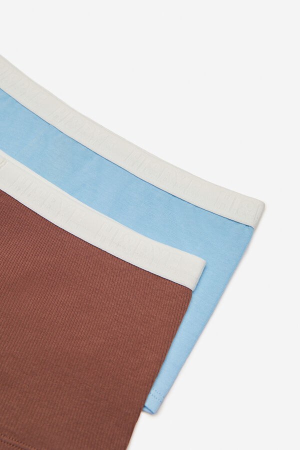 HI&BYE Pack 2 cuequinhas culotte algodão azul e castanho cinzento