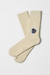 Besocks Meias altas até o joelho da Vila Sésamo, algodão orgânico cru branco