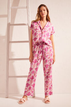 Womensecret Pijama camiseiro comprido estampado morado rosa