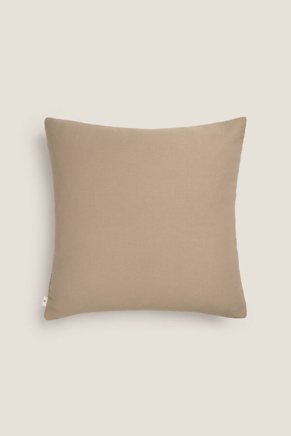 Textura Capa de almofada em algodão jacquard com padrões geométricos castanho