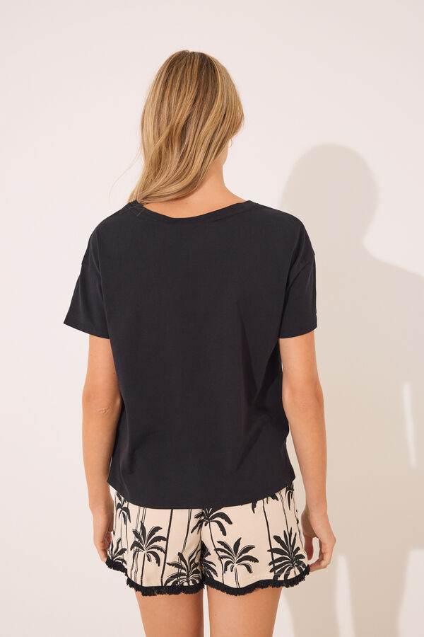 Women'secret Pijama curto 100% algodão com estampa do Mickey Mouse preto