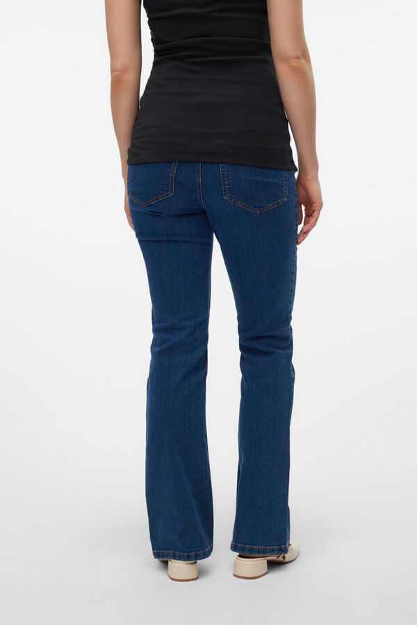 Mamalicious Calça jeans larga para maternity azul