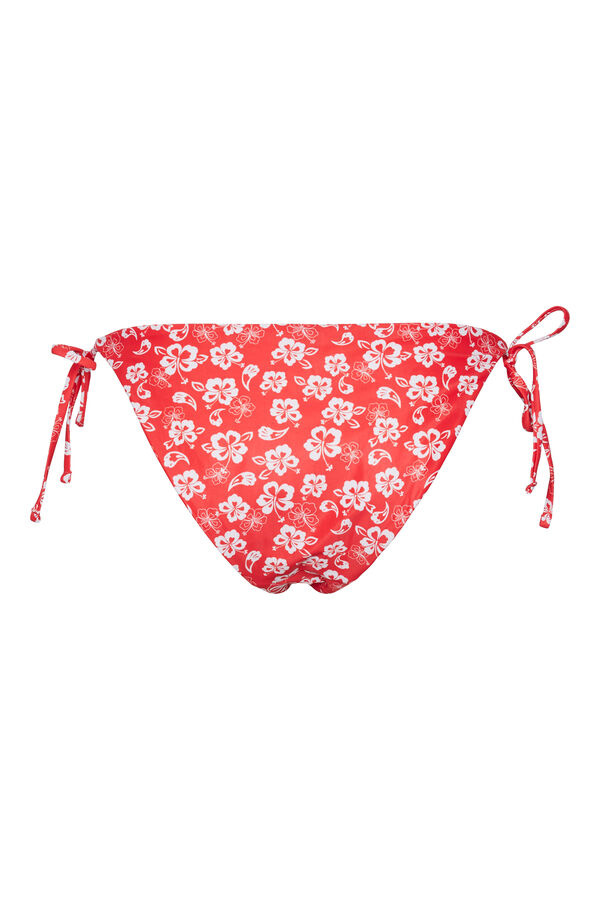 Pieces Cuequinha biquíni laço. Estampado de flores. vermelho
