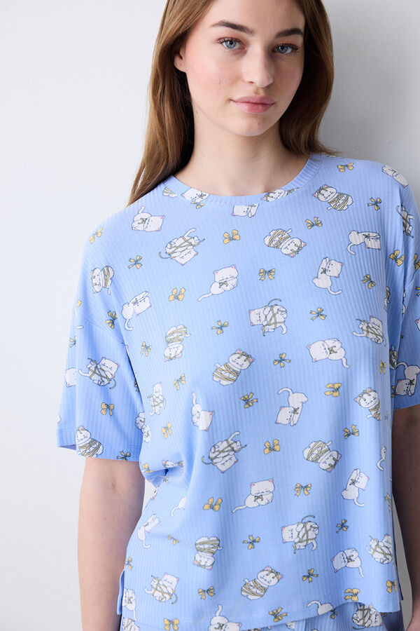 Penti Camiseta manga corta de pijama azul estampada azul