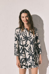 Women'secret Conjunto de camisa e cal&ccedil;&otilde;es estampados preto