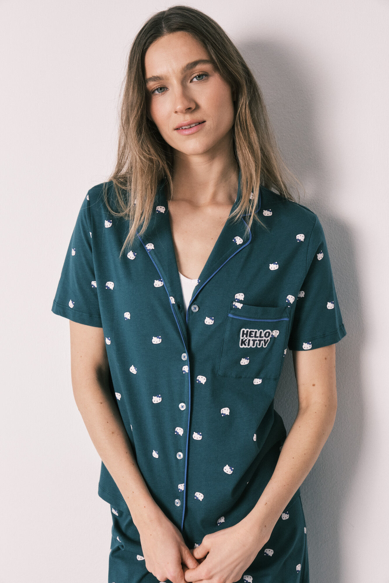 Women'secret Pijama camiseiro Hello Kitty manga curta em algod&atilde;o