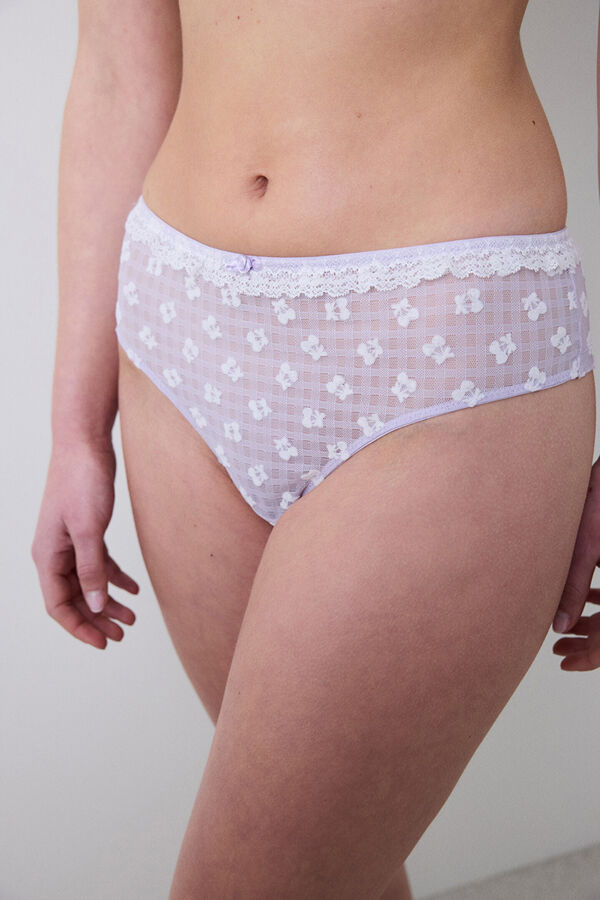 Penti Braga hipster encaje marfil morado/lila