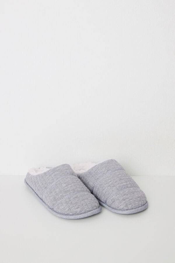 Women'secret Chinelos de quarto fechados acolchoados em marfim azul