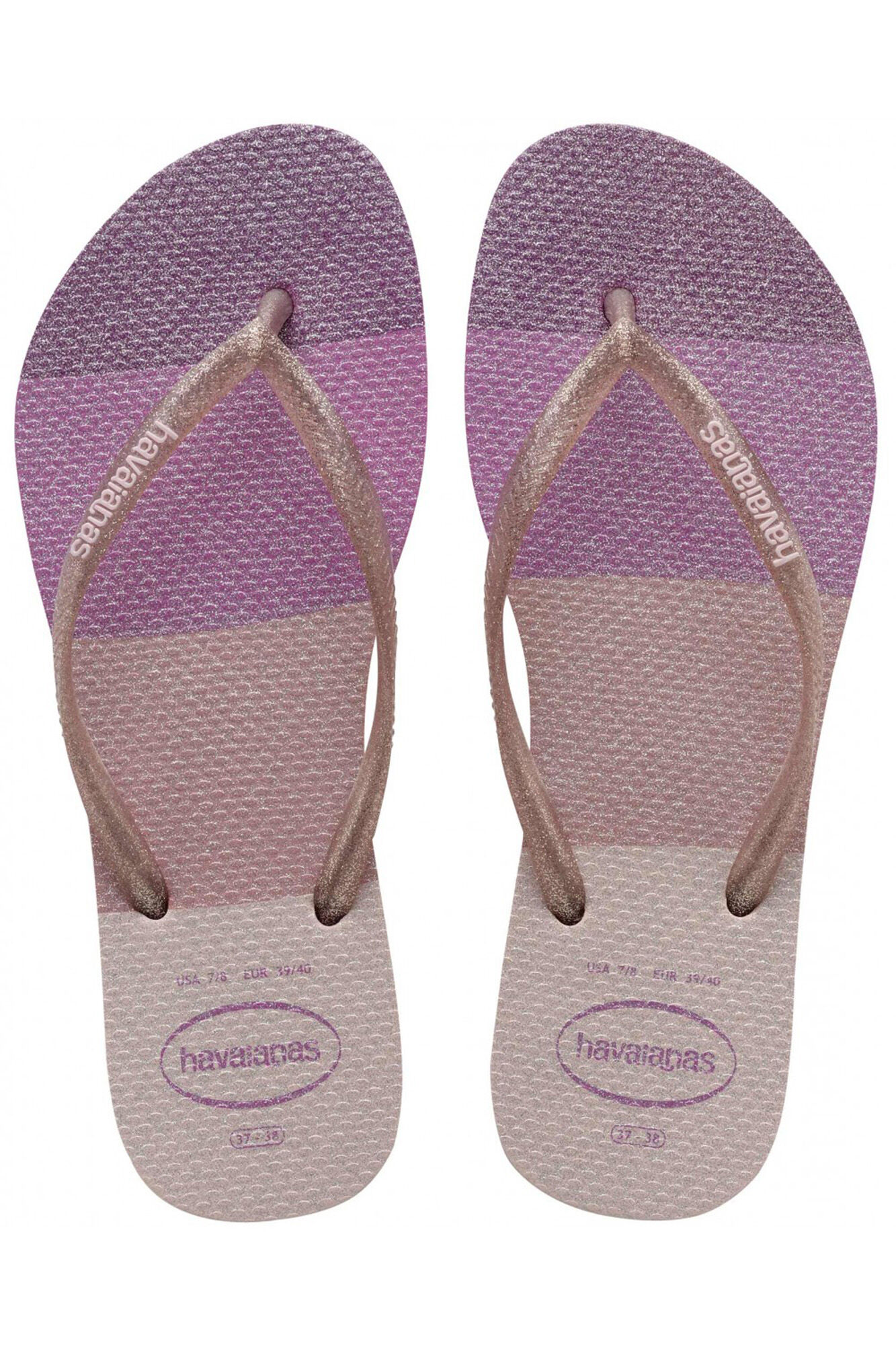 Havaianas Chinelas purpurina menina rosa
