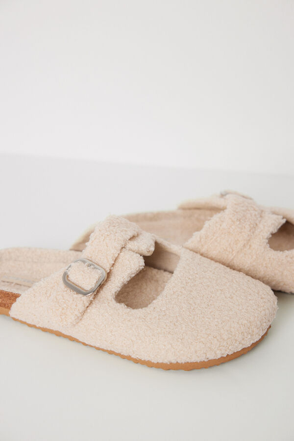 Women'secret Zapatillas tipo zueco borreguito marfil marfil