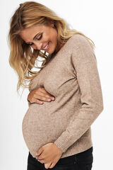 Only Maternity Malha de pré-mamã com gola redonda bege