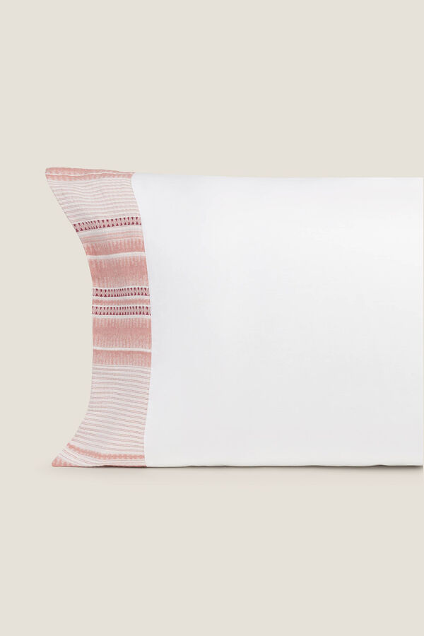 Textura Funda almohada rayas algod&oacute;n percal 45x145cm. coral