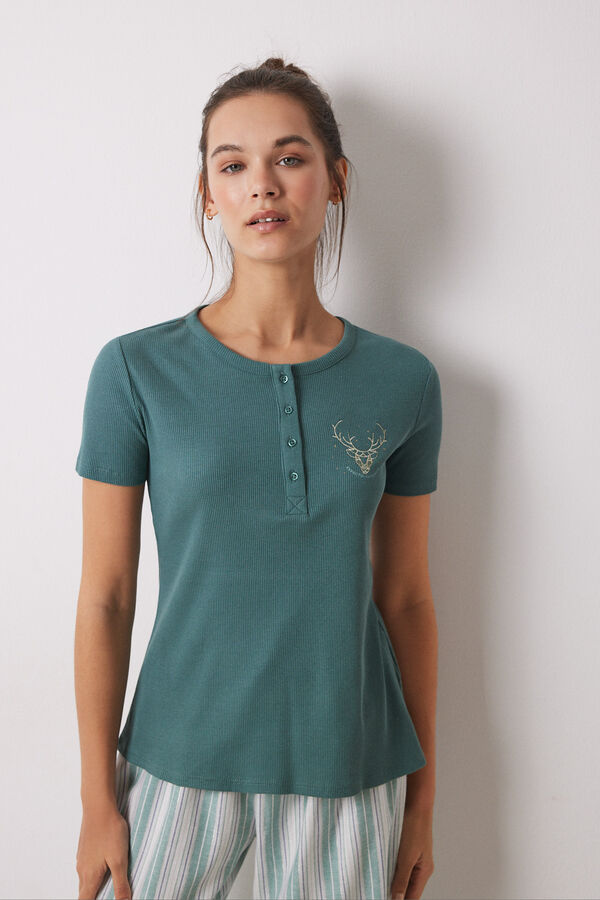 Women'secret Pijama 100% algod&oacute;n rayas Harry Potter verde