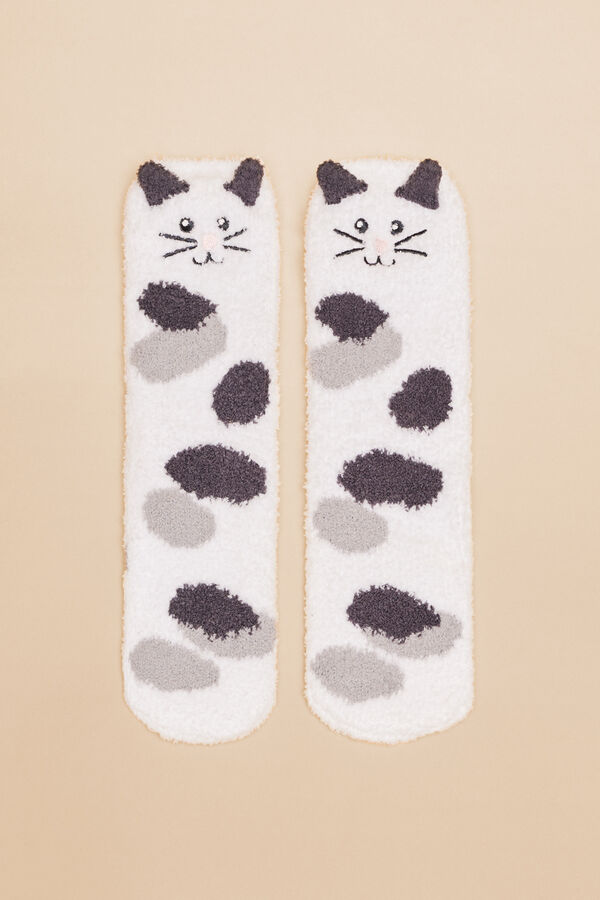 Women'secret Calcetines pelo gato blanco