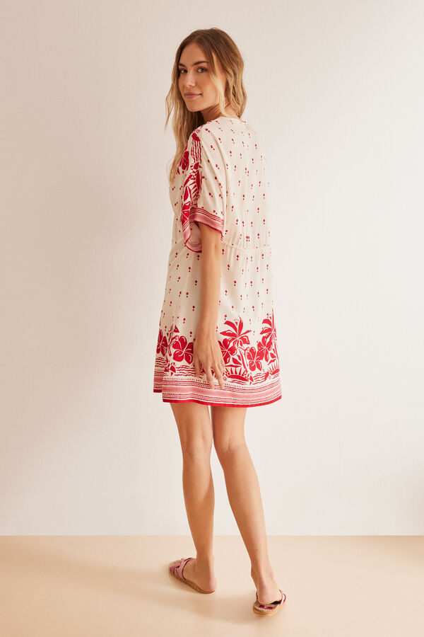 Women'secret Camisola playa estampado floral burdeos