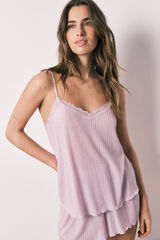 Women'secret Pijama curto canelado soft touch rosa rosa