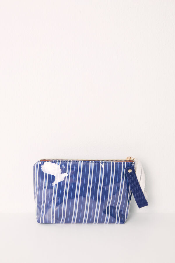 Women'secret Bolsa de toalete pequena riscas em azul marinho azul
