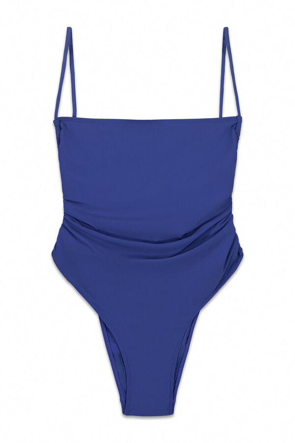 Women'secret Fato de banho com franzido lateral azul azul