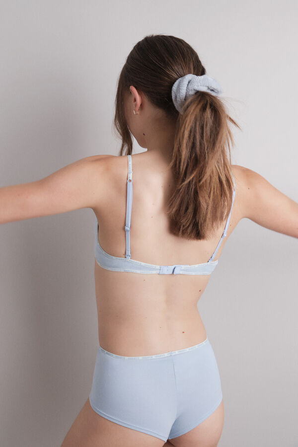 HI&BYE Soutien triangular de algodão azul com copas removíveis azul