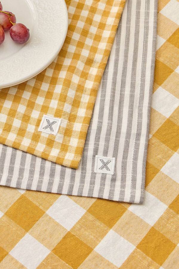 Textura Mantel algod&oacute;n cuadros vichy amarillo