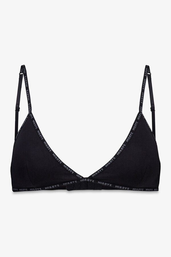 HI&BYE Soutien triangular de algod&atilde;o preto com copas remov&iacute;veis preto