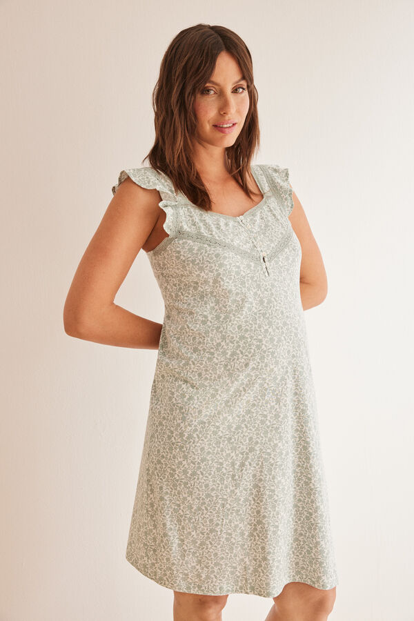 Women'secret Camis&oacute;n "maternity" algod&oacute;n flores tirante volante verde