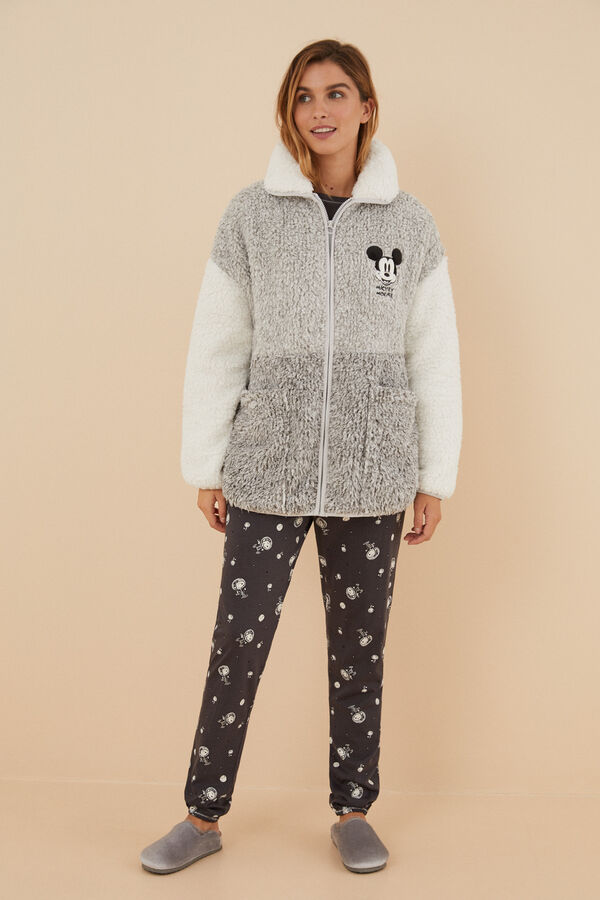 Women'secret Bata corta pelo esponjoso Mickey Mouse gris