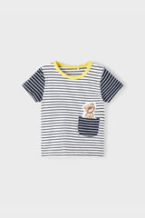 Womensecret Camiseta de bebé niño de manga corta con detalle oso en bolsillo blanco