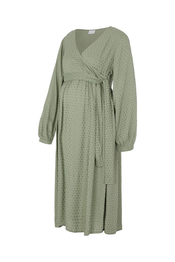 Mamalicious Vestido maternity cruzado midi manga larga  verde