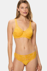 DIM Braga cl&aacute;sica con encaje Generous Essentiel  amarillo