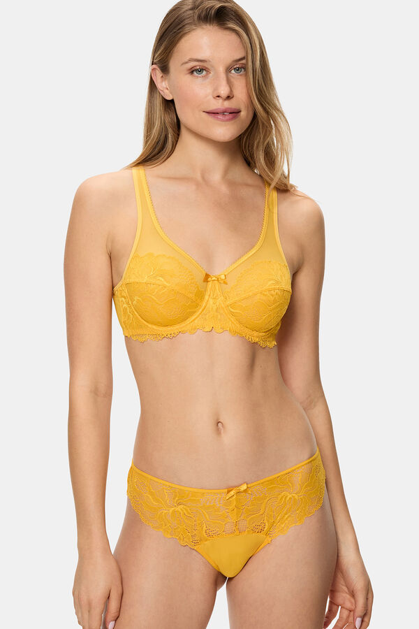 DIM Braga cl&aacute;sica con encaje Generous Essentiel  amarillo