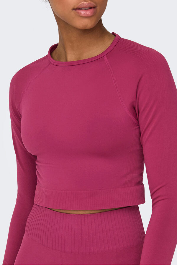 Only Play Crop top deportivo manga larga morado/lila