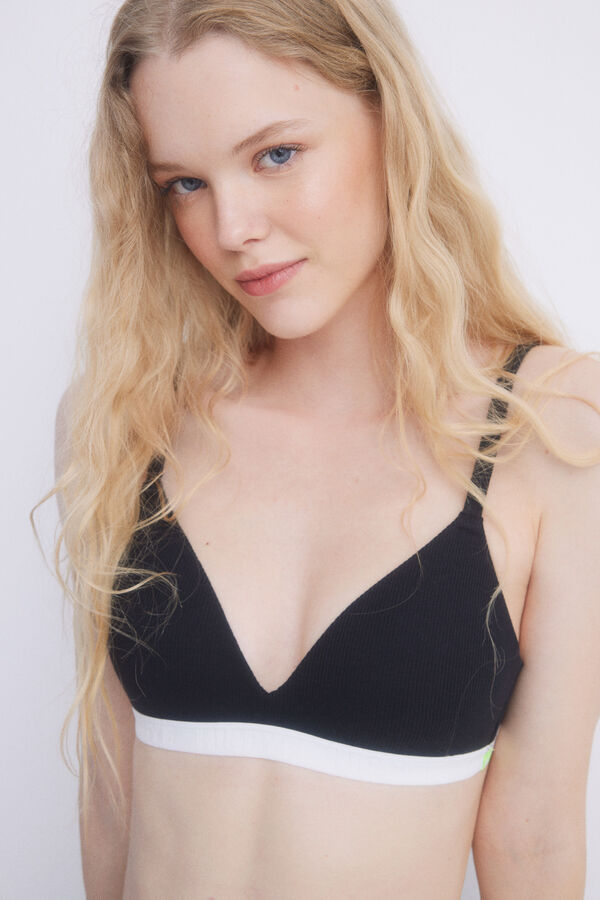 HI&BYE Soutien triangular preto taças fixas preto