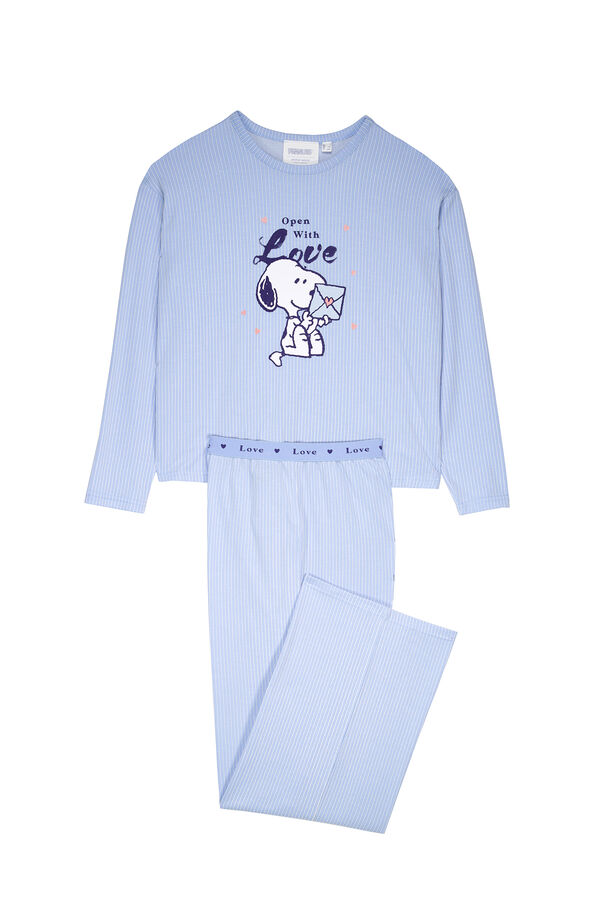 Women'secret Pijama largo Snoopy azul rayas azul