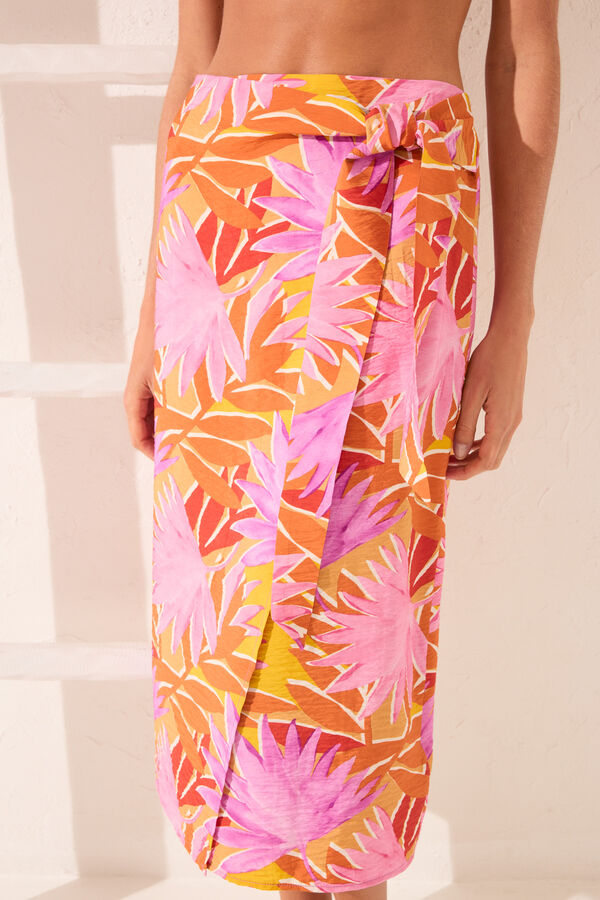 Women'secret Pareo midi textura tropical estampado