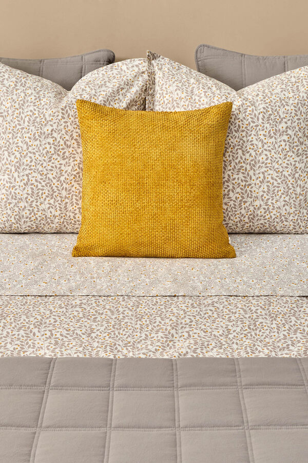 Textura S&aacute;bana algod&oacute;n sostenible hojas amarillo