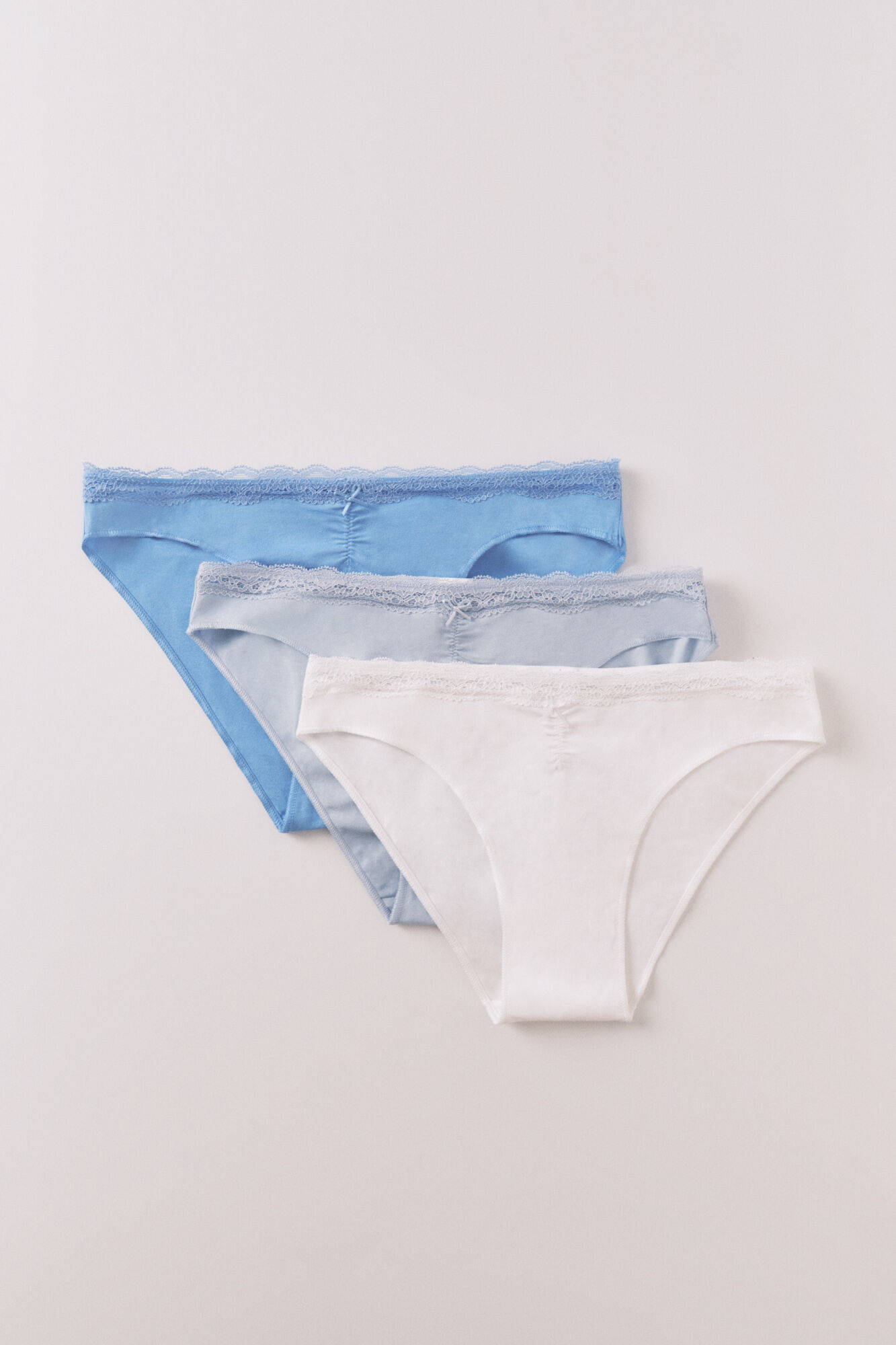 Women'secret Pack 3 bragas cl&aacute;sicas algod&oacute;n encaje 