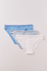 Women'secret Pacote com 3 cuecas cl&aacute;ssicas de renda de algod&atilde;o  branco