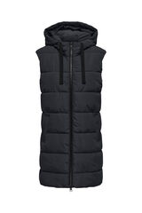 Only Play Colete acolchoado comprido com capuz preto