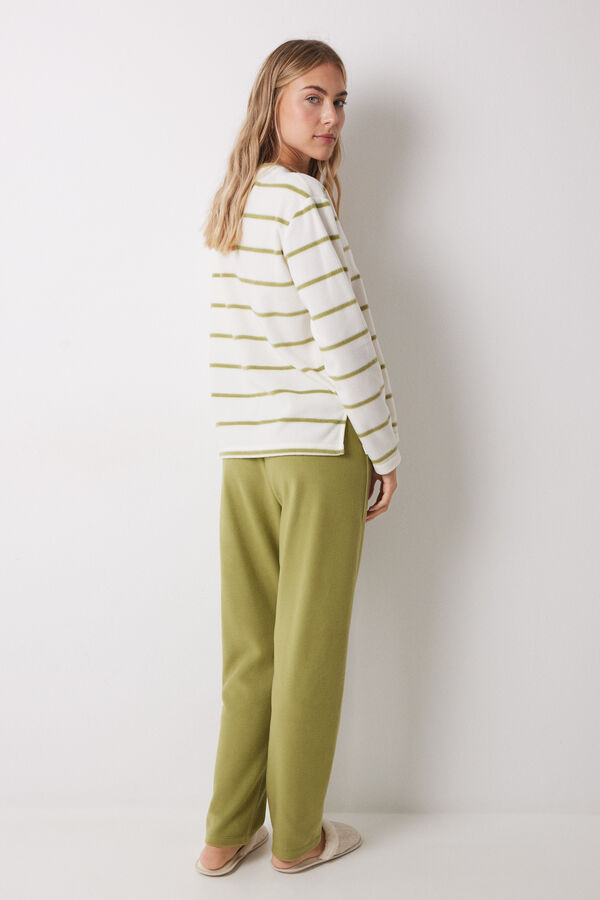 Women'secret Pijama largo polar Garfield rayas marfil